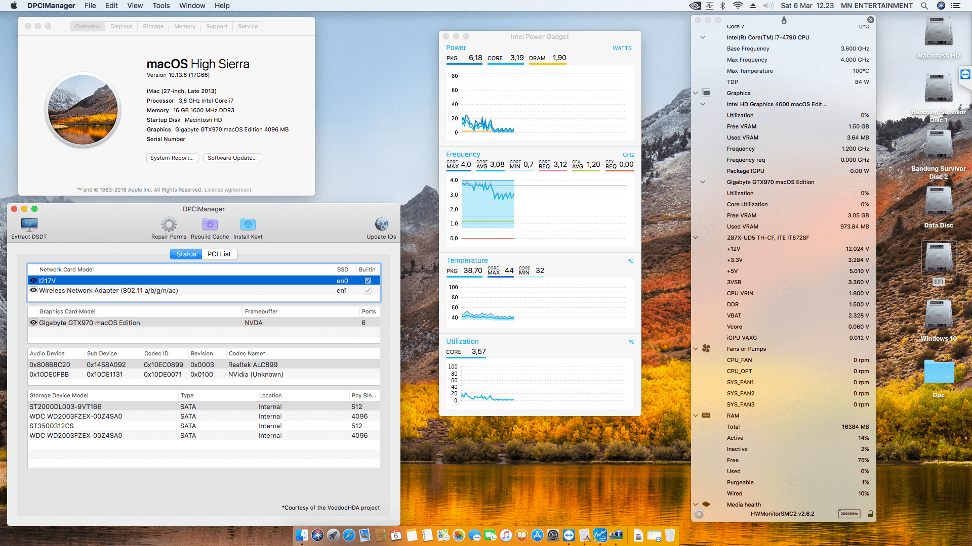 Success Hackintosh macOS High Sierra 10.13.6 Build 17G66 in Gigabyte GA-Z87X-UD5 TH + Intel Core i7 4790 + Gigabyte GTX 970